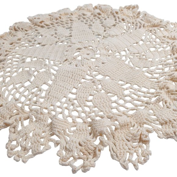 Handmade Doily Crochet Floral Home Decoration 12" Vintage Nana Grandma End Table - Picture 3 of 5
